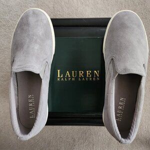 Lauren Ralph Lauren CEDAR SK VLC Stone Kidsuede Women's Slip-on Sneakers 9.5 MED